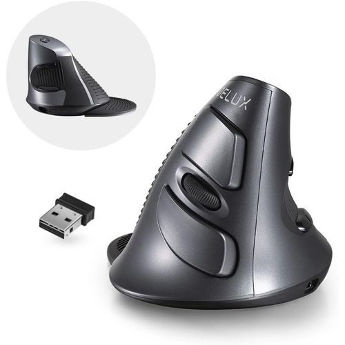 Souris Ergonomique sans Fil, Souris Verticale Rechargeable, Souris Ergonomique Bluetooth, 1600 DPI, 6 Boutons, Repose-Poignet Amovible, Rduire la Douleur au Poignet, Taille M (M618G-DB)