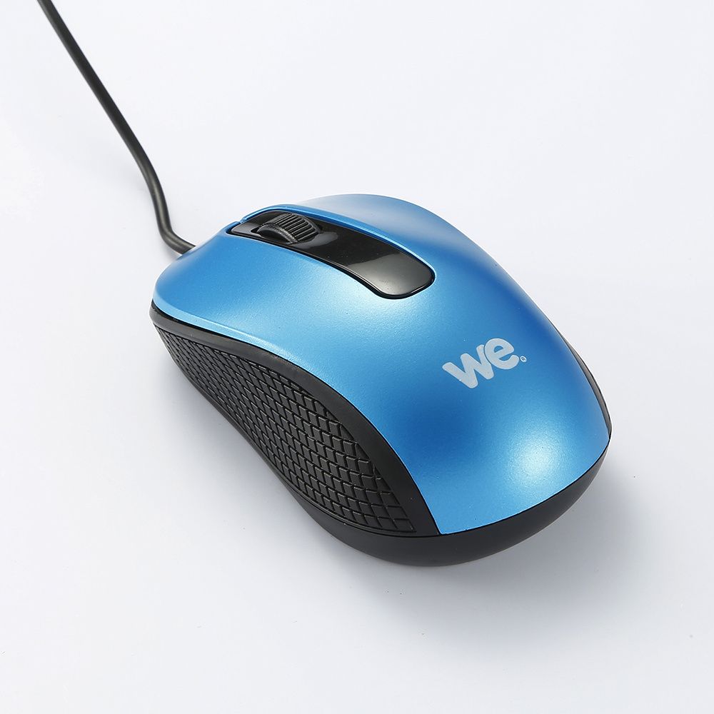 Souris filaire WE 1200DPI , USB, longeur c ble 1.5m finition métalliq bleue