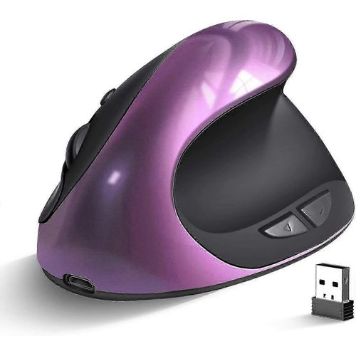 Souris sans fil ergonomique, souris verticale rechargeable main droite petite souris rglable 800/1200/1600 dpi pour ordinateur portable, violet