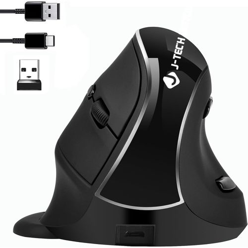 Souris Sans Fil Verticale Ergonomique, Rechargeable 2.4G RF et Bluetooth 4.0 Connexion Sans Fil Optical Souris 800/1200/1600/2400 DPI pour Petites aiguilles (v638-double mode)