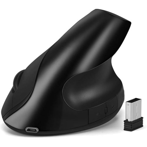 Souris Vertical sans Fil, 2.4GHz Rechargeable Ergonomique Souris, 800/1200/1600 DPI Rglable, Silence Click Souris Optique pour Windows 7/8/10/XP Vista Linux Mac, etc.(Noir)