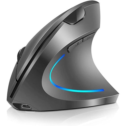Souris verticale sans fil 2,4 G Souris ergonomique verticale rechargeable 3 niveaux de dpi rglables Lumire de flux RGB Plug N Play,noir.[H440]