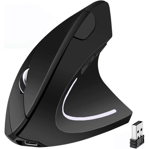 Souris Verticale sans Fil Ergonomique avec Souris Verticale,Souris Optique Rechargeable Optique 2.4G Souris Optique de Haute prcision rglable800/12001600DPI, 5boutons pour PC/Ordinateurportable/Mac