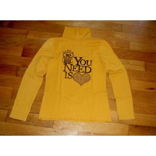 Sous-Pull Col Roul Jaune Moutarde Motif Poitrine Hibou You Need Is Love C&a Modle There Here + Taille 14 Ans
