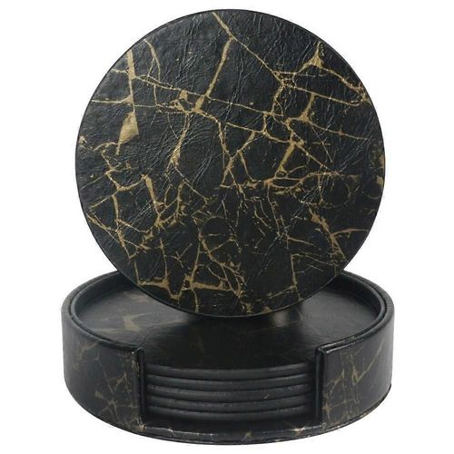 Sous-Verres En Cuir Protection Contre Les claboussures Pour Bureau De Table Sous-Verre En Cuir Durable Et Antidrapant Ajustement Commun-Marbre Noir Et Or