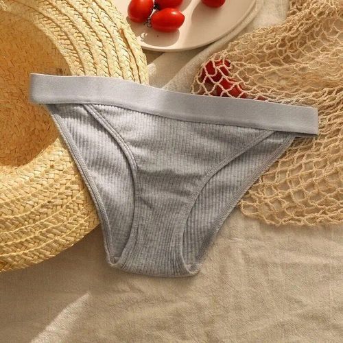 Sous-Vtement En Coton De Fil Des Femmes M-Xl Culotte Sans Couture Sexy De Grande Taille Slip String Simple Taille Basse Pour Filles - Type Gris-L