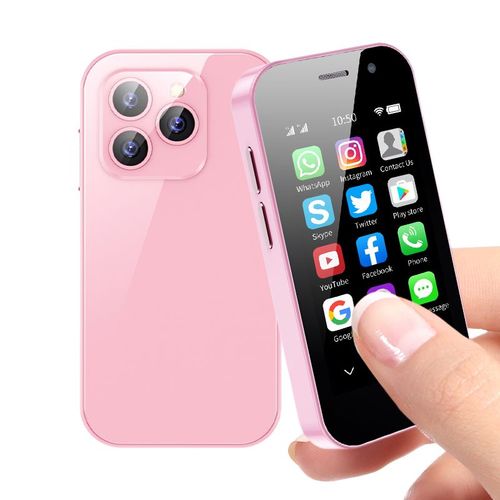 SOYES XS14 PRO Smartphone 3,0 pouces Android 9.0 RAM 3 Go ROM 64 Go 2600 mAh Face ID Dual SIM 4G Petit telephone Rose