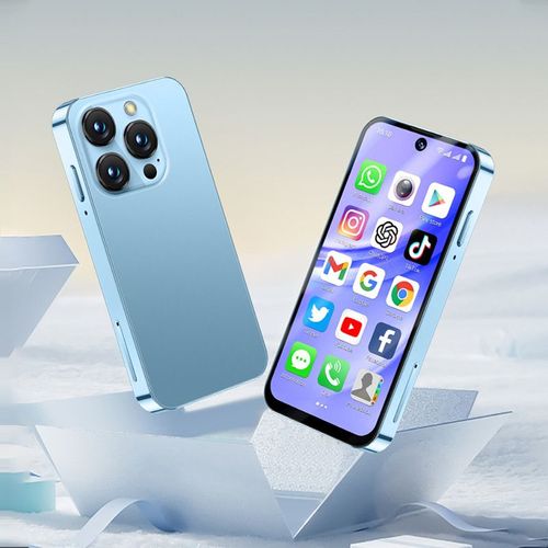SOYES XS19 PRO Mini 4G Smartphone Quad Core 3.88 pouces 3GB 32GB 5MP Camera arriere Double SIM Double Veille Android 12.0 Petit Telephone Bleu