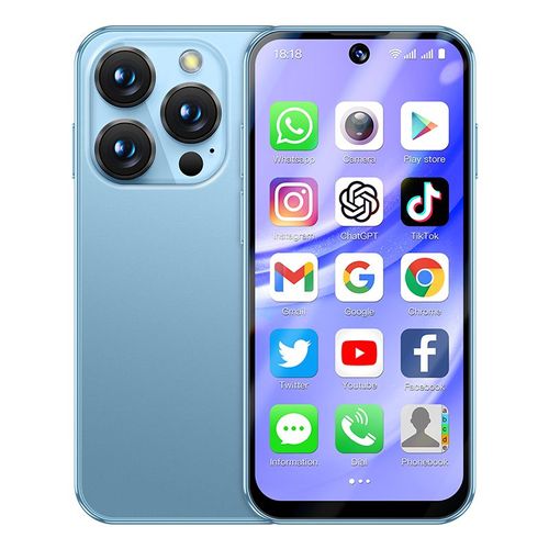 SOYES XS19 PRO Mini 4G Smartphone Quad Core 3.88 Pouces 4GB 64GB 5MP Camera Arriere Double SIM Double Veille Android 12.0 Petit Telephone Bleu