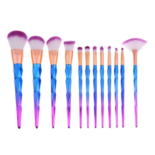 Soyeux Doux 12 Pieces Strass Colore Maquillage Cosmetique Brosse Ensemble Fond De Teint Poudre Blush Brosse Ensemble Pour Maquillage  Realiser Soi-Mme Sourcil Cils