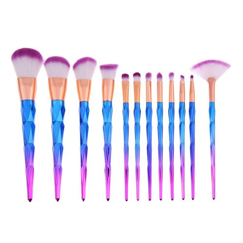 Soyeux Doux 12 Pices Strass Color Maquillage Cosmtique Brosse Ensemble Fond De Teint Poudre Blush Brosse Ensemble Pour Maquillage  Raliser Soi-Mme Sourcil Cils
