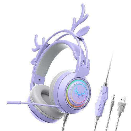 SOYTO SY-G25 Antlers RGB HD Microphone 3D Space Sound Casque de jeu filaire (violet)