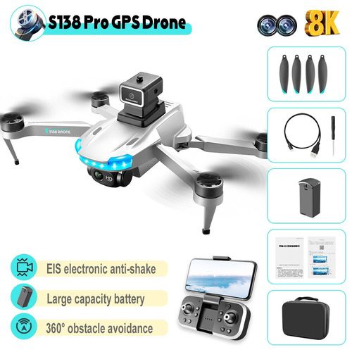 Spara-Drone Gps 8k Pour Touristes,Camra Wifi Fpv,vitement D'obstacles,Localisation De Flux Optique,Avion Rc,Importateur Pliable Sans Balais,Jouet Cadeau - Type S138-White