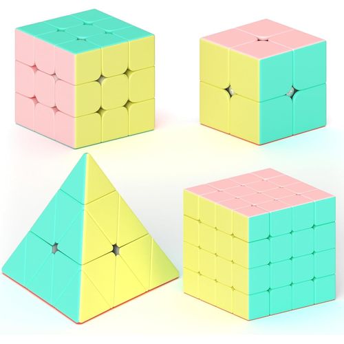 Speed Cube Magique 2x2 3x3 4x4 Pyramide Cube De Vitesse, Magic Cube Pour Dbutants Et Utilisateurs Avancs, Cadeau Pour Enfants Les Adolescents Adultes(Macaron)