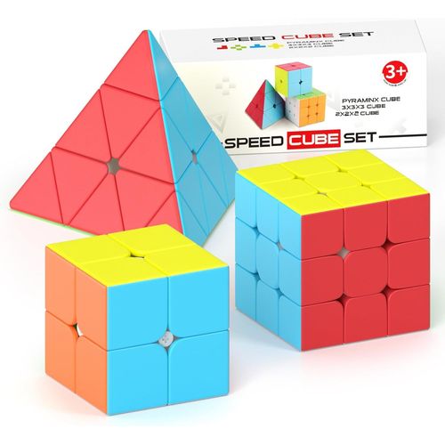 Speed Cube Magique 2x2 3x3 Pyramide Cube De Vitesse, Magic Cube Pour Dbutants Et Utilisateurs Avancs, Cadeau Pour Enfants Les Adolescents Adultes(Sans Autocollant)