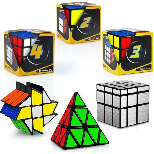 Speed Puzzle Cube, Ensemble De Cube 3x3 2x2 4x4 Pyraminx Mirror Fisher Cube, 6 Pack Magic Cubes Casse Ttete Cube