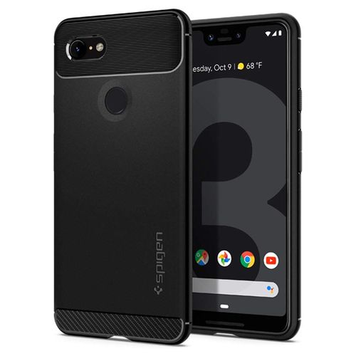 Spigen Coque Google Pixel 3 Xl [Rugged Armor] Coque En Tpu Souple Brevete Anti-Chocs Pour Le Google Pixel 3 Xl, Fibre De Carbone - Noir