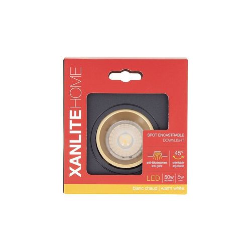 Spot Encastrable Gu10 50w 2700k Carr? Orientable Noir Et Or Ip20