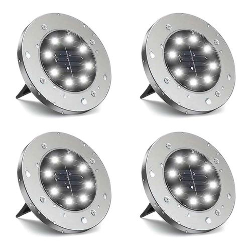 Spot Lumineux Led Solaire Encastrable Dans Le Sol,Impermable Conforme  La Norme Ip68,clairage D'extrieur- Dilei4pc White Light