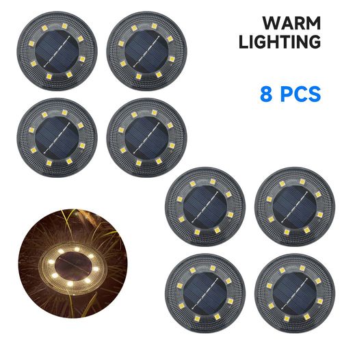 Spot Lumineux Led Solaire Encastrable Dans Le Sol,Impermable Conforme  La Norme Ip68,clairage D'extrieur- Warm Light-8 Pcs -B