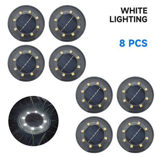 Spot Lumineux Led Solaire Encastrable Dans Le Sol,Impermable Conforme  La Norme Ip68,clairage D'extrieur- White Light-8 Pcs -A