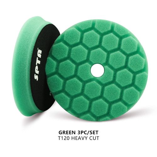 Spta 3 Pouces (80mm)/5 Pouces (125mm)/6 Pouces (150mm),Tampons De Polissage Pour ponge De Voiture,Hex-Logic,Pour Polisseuse Automatique Da/Ro/Ga - Type 3 Green Heavy Cut-5 Inch(125mm)