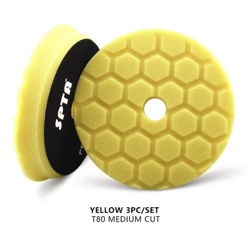 Spta 3 Pouces (80mm)/5 Pouces (125mm)/6 Pouces (150mm),Tampons De Polissage Pour ponge De Voiture,Hex-Logic,Pour Polisseuse Automatique Da/Ro/Ga - Type 3 Yellow Medium Cut-5 Inch(125mm)
