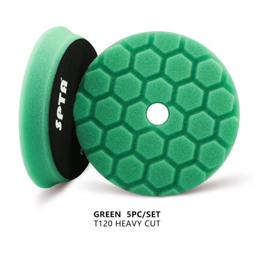 Spta 3 Pouces (80mm)/5 Pouces (125mm)/6 Pouces (150mm),Tampons De Polissage Pour ponge De Voiture,Hex-Logic,Pour Polisseuse Automatique Da/Ro/Ga - Type 5 Green Heavy Cut-5 Inch(125mm)