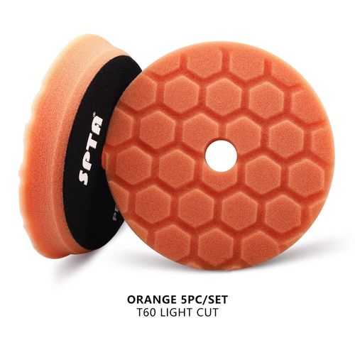 Spta 3 Pouces (80mm)/5 Pouces (125mm)/6 Pouces (150mm),Tampons De Polissage Pour ponge De Voiture,Hex-Logic,Pour Polisseuse Automatique Da/Ro/Ga - Type 5 Orange Light Cut-5 Inch(125mm)