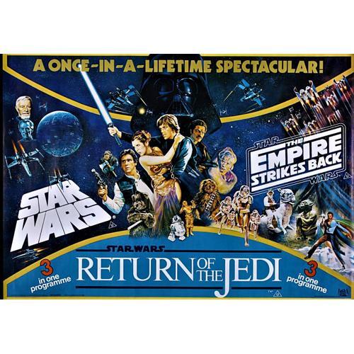Star Wars - 3 In One Programme - Retour Of The Jedi - De George Lucas - Affiche Originale Cinma - 70 X 140 -