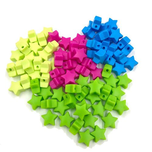 Star Forme Silicone Perles De Qualit Alimentaire Dentition Bpa cologique Libre Perles Bracelet Bricolage Bijoux Bb De Dentition 10 Pcs Multicolore