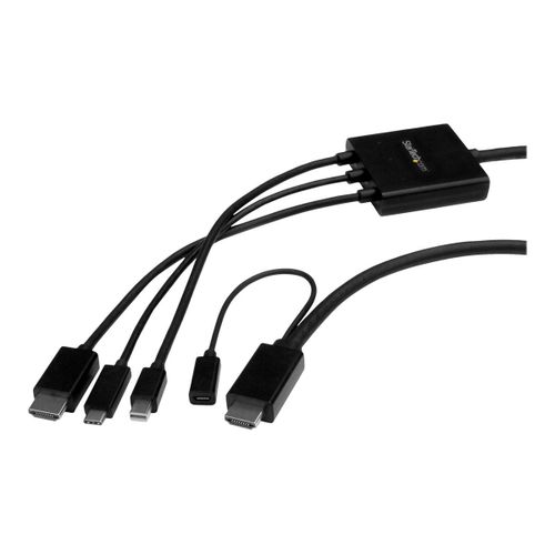 StarTech.com Cble adaptateur USB-C, HDMI ou Mini DisplayPort vers HDMI de 2 m - Convertisseur 3-en-1 USB Type-C HDMI Mini DP vers HDMI