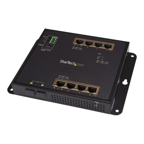 StarTech.com Switch Gigabit Ethernet gr  8 ports PoE+ avec 2 connexions SFP - Fixation murale et accs en faade (IES101GP2SFW)