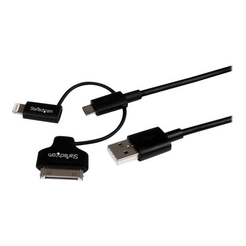 StarTech.com Cble combo USB vers Lightning / Dock 30 broches / Micro USB de 1 m - Noir (LTADUB1MB)