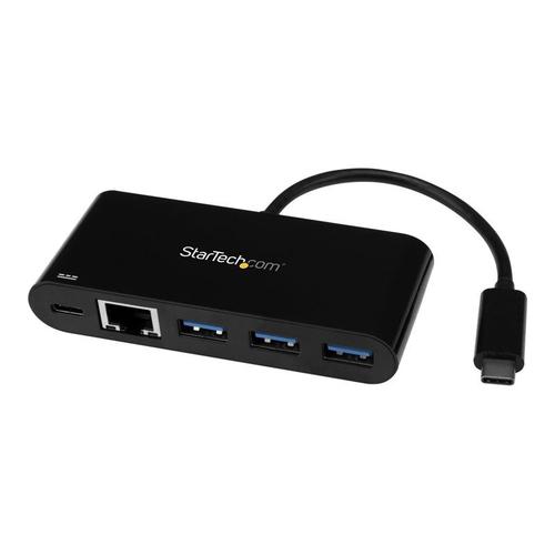 StarTech.com 3 Port USB-C Hub with Gigabit Ethernet & 60W Power Delivery Passthrough Laptop Charging, USB-C to 3x USB-A (USB 3.0 SuperSpeed 5Gbps), USB 3.1/USB 3.2 Gen 1 Type-C Adapter Hub -...