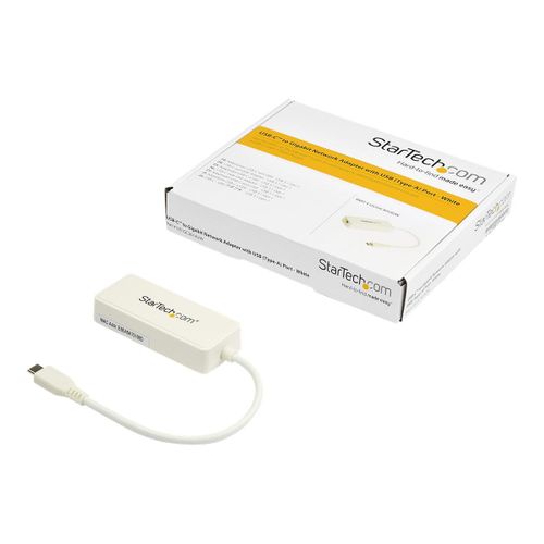 StarTech.com Adaptateur USB-C vers Ethernet Gigabit avec port USB 3.0 - Blanc (US1GC301AUW)
