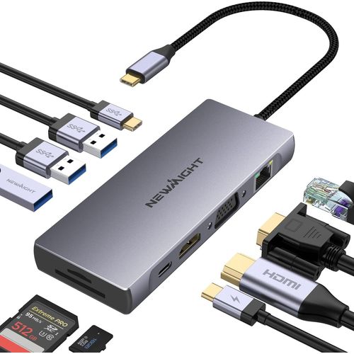 Station D'Accueil Usb C, Adaptateur Multiport 10 En 1 Avec 4K @ 30 Hz, Ethernet 1 Gbit/S, Vga, 3 Usb 3.0, Usb-C 3.0, Port De Charge Pd 100 W, Sd/Tf Pour Dell, Hp, Macbook Pro Air, [ORD622070]