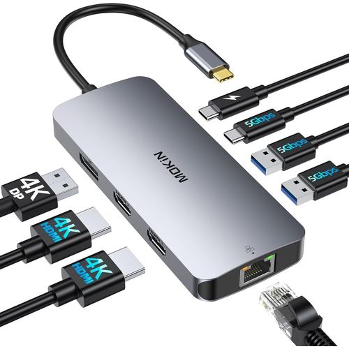 Station D'Accueil Usb C Dual Hdmi, 8 En 1 Docking Station Pour 3 Moniteurs 4K, Dock Usb C Avec 2 Hdmi Et 1 Displayport, 1 Gbps Ethernet, Chargement 100W Pd, 3 Usb 3.0 Ports Pour De[YIN4182860]