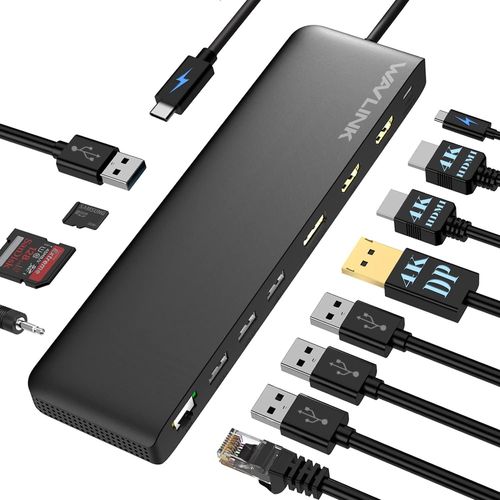 Station D'Accueil Usb C, Supporte 3-Moniteur, Avec Displayport, 2 Hdmi, Gigabit Ethernet, 100W Pd, Usb 3.0, Sd/Tf, Audio/Mic, Pour Windows 7/8/10/11, Mac Os X Et Suprieur.[VIT693019]