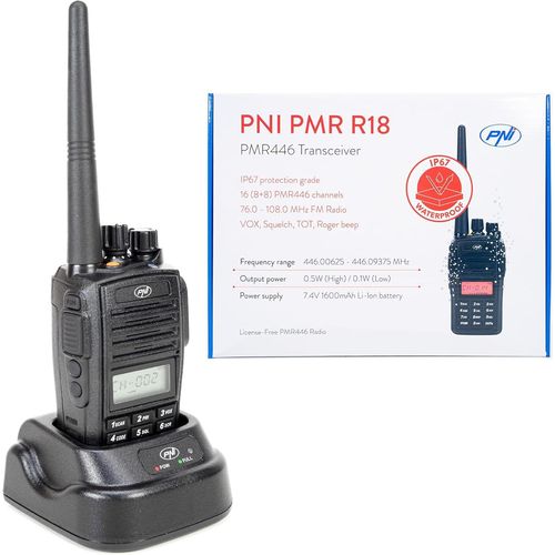 Station de Radio Portable PMR R18, 446 MHz, 0,5 W, 8 canaux, CTCSS, DCS, Radio FM, programmable, tanche IP67