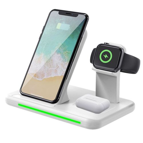 Station De Recharge Inductive 4 En 1, Chargeur Sans Fil, 15w Sans Fil Blanc Goodnice