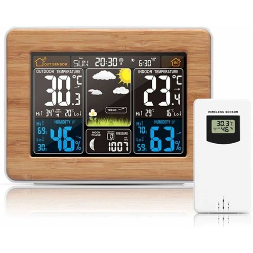 Station Mto Sans Fil, 1 Unit, cran Lcd Couleur Avec Prvisions Sur 7 Jours, Capteur Extrieur 60m, Affichage Temprature/Humidit/Pression, Pour Maison Et Bureau