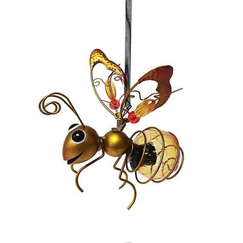 Statue D'insecte En Fer Solaire Avec Lampe De Fe Led Ornement D'arbre Suspendu En Plein Air Pour Clture Cour Cour Jardin Dcor A