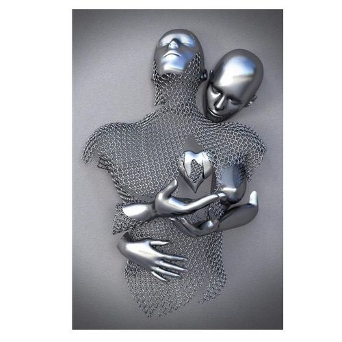 Statue De Couple Amoureux En Mtal, Peinture Sur Toile, Sculpture Romantique, Affiches Et Imprims, Tableau D'art Mural, Dcor De Salon 40x50cm No Frame