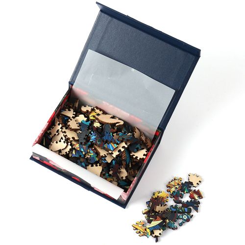 Statue De Puzzle En Bois, Unique, Fait  La Main, Couleur De L'eau, Scne Animale, Puzzle, Dcoration De Table Pour La Maison