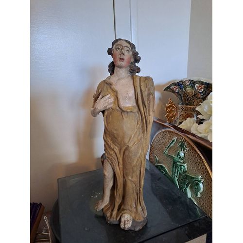 Statue / Sculpture En Bois Polychrome. 1re Moiti Du Xviii Eme Sicle.