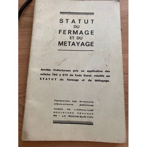 Statut Du Fermage Et Du Mtayage - Fdration Des Syndicats D'Exploitants Agricoles (85)   