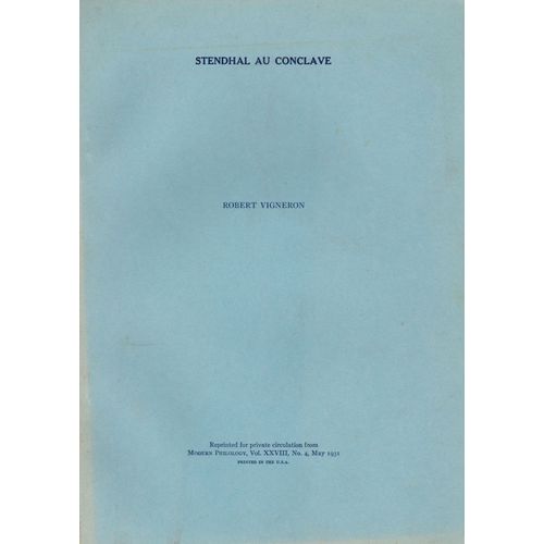 Stendhal Au Conclave   de ROBERT VIGNERON  Format Broch 