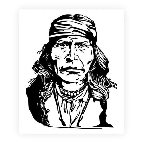 Sticker Autocollant Prdcoup - Geronimo - Noir - 10 X 12 Cm - Rsistant - Durable