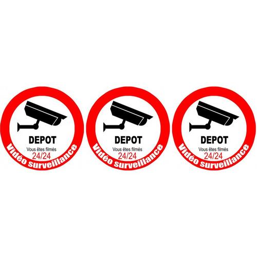 Vid?o Surveillance Depot - 3fois 5cm - Sticker/Autocollant